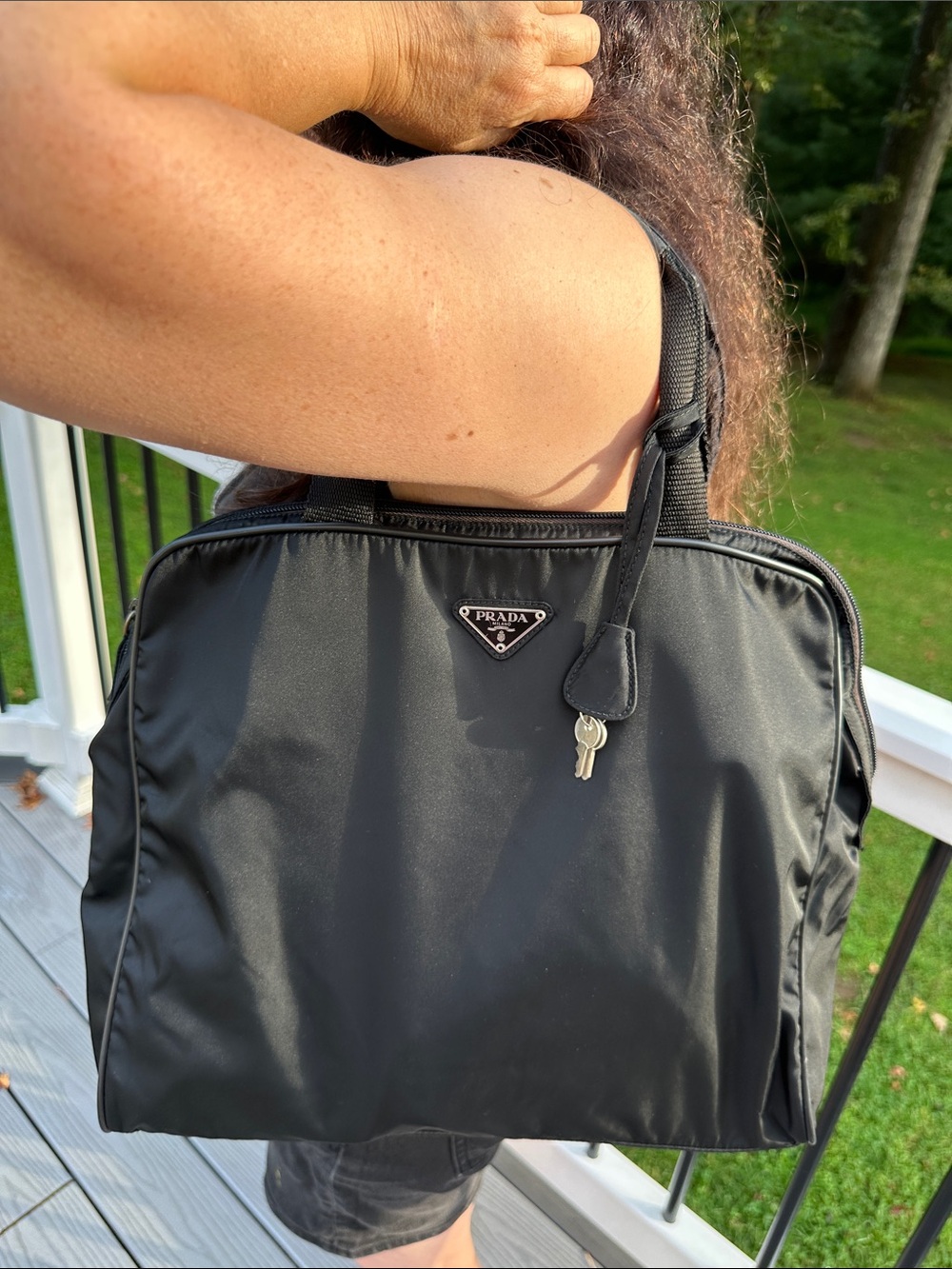 PRADA Tessuto Nylon Black Business Tote Bag Authentic with Silver Hardware - Picture 10 of 16